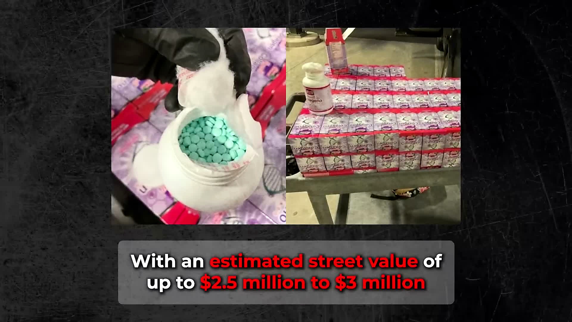 Sharp 1080p source still from the case summary section about the fentanyl pills charges