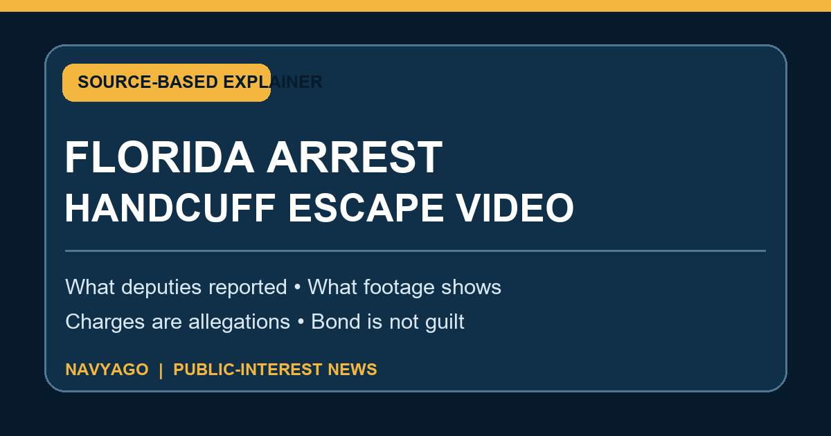 Florida arrest handcuff escape video source-based explainer graphic