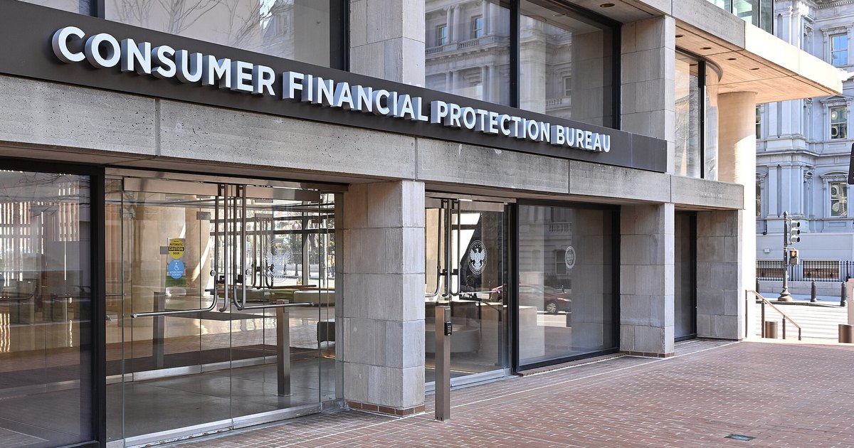 Consumer Financial Protection Bureau entrance in Washington DC illustrating auto loan shopping guide