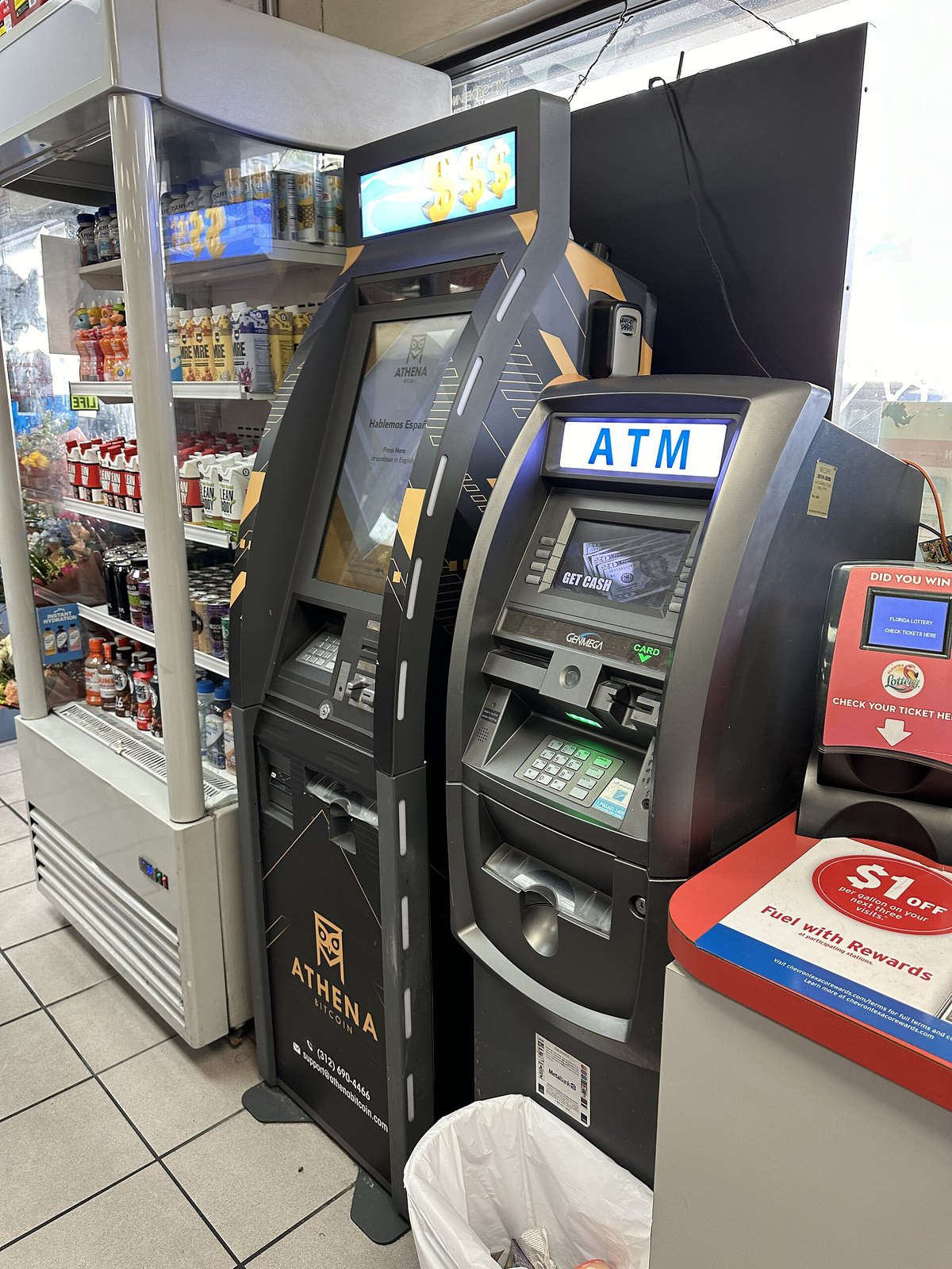 Cryptocurrency ATM at a gas station in Miami