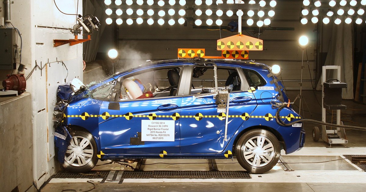 Honda Fit crash test impact image, illustrative safety testing context